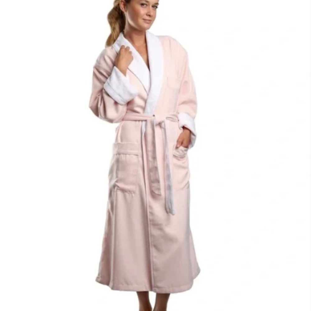 Classic Long Shawl Collar Robe - Peach color Sz M